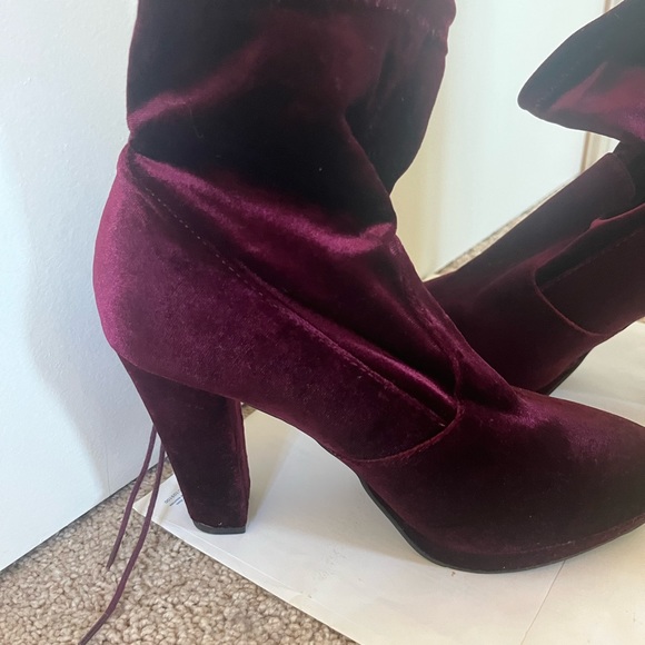 Smooth Velvet maroon plum ankle boots - Picture 11 of 11